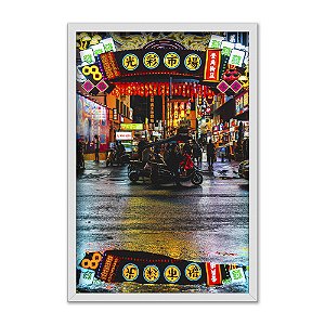 Quadro Decorativo Letreiro Luminoso Cidade Chinêsa