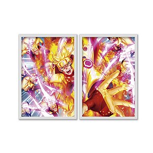 Kit Dois Quadros Decorativos Naruto Guerra Ninja Estilizado