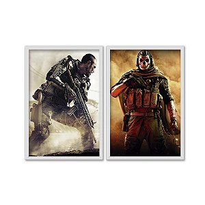 Kit Dois Quadros Decorativos Call Of Duty Personagens