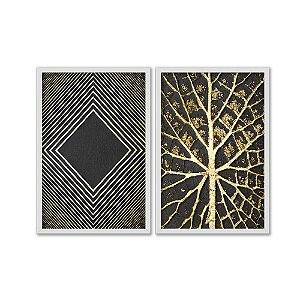 Kit Dois Quadros Decorativos Contraste Entre Formas Geometricas Padrões E Orgãnicas