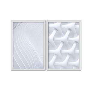 Kit Dois Quadros Decorativos Pradrões 3D Brancos