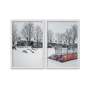 Kit Dois Quadros Decorativos Pista de Skate Neve Gelo