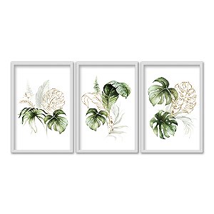Quadro Decorativo - Desenho, Leão Aquarela, Folhas e Efeitos
