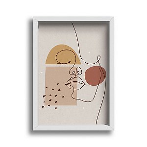 Quadro Decorativo Lineart Boho Rosto Feminino Moderno Minimalista Bege Moderno