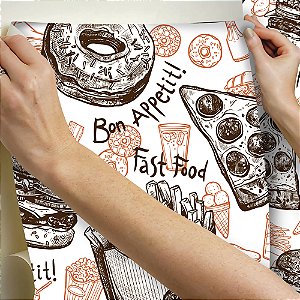 Papel De Parede Lavável Pizza Hambúrguer Lanchonete Autocolante Sala Quarto