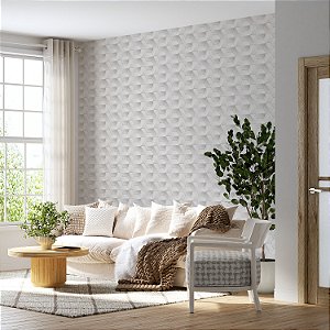 Papel de parede Autoadesivo Quarto Hexágono Colmeia Branco