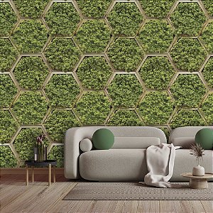 Papel de parede Autoadesivo pra Varanda Gourmet Jardim Vertical Realista