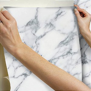 Papel de parede Autoadesivo Cozinha Mármore Branco Cinza