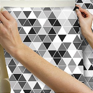 Papel de parede Autoadesivo Quarto Geométricos Retro Tons Cinza