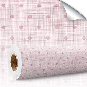 Papel de parede Autoadesivo Quarto Linho Rosa com Bolinha