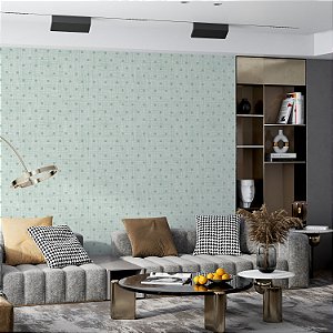 Papel de parede Autoadesivo Quarto Linho Verde água com Bolinha