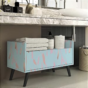 Papel de parede Autoadesivo Quarto Pincel Rosa Fundo Azul