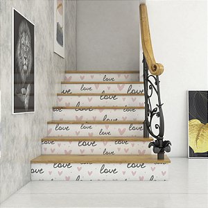 Papel de parede Autoadesivo Quarto Menina Love Com Corações Rosa Fundo Branco