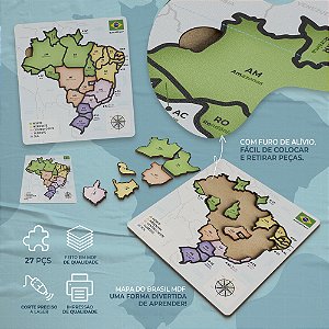 Mapa Do Brasil - Interativo Educacional E Criativo De Mdf