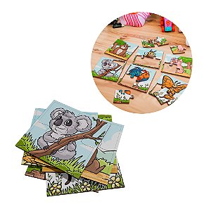 Conjunto 6 Quebra-cabeça Em Mdf 4 Peças Infantil Brinquedo