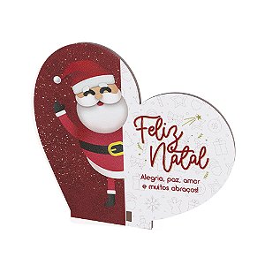Lembrancinha Coração Feliz Natal Vermelho Branco