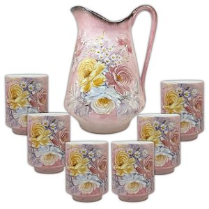 Jogo de 6 Xícaras de Café Cônica Coquinho 70 ml e Açucareiro de Porcelana  Pintado à Mão AZALEIA SILVESTRE ROSA/ROSA - PINTANDO ARTE ATELIÊ