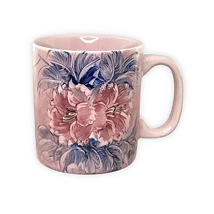 Jogo de 6 Xícaras de Café Cônica Coquinho 70 ml e Açucareiro de Porcelana Pintado à Mão AZALEIA SILVESTRE ROSA/ROSA - PINTANDO ARTE ATELIÊ