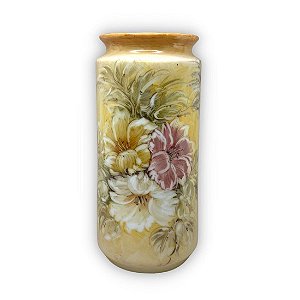 Vaso de Porcelana para Flores Jarro de Louça Grande Tucano 19 cm Pintado à Mão FLORAL AZALEIAS BRANCA AMARELA ROSA