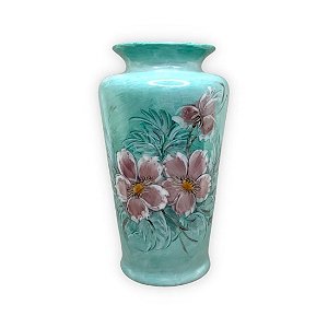 Vaso de Porcelana para Flores Jarro de Louça Grande Pavão 19 cm Pintado à Mão FLORAL AZALEIAS SILVESTRE ROSA