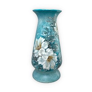 Vaso de Porcelana para Flores Jarro de Louça Grande Delgado 19 cm Pintado à Mão FLORAL AZALEIA BRANCA