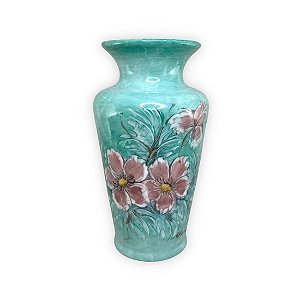 Vaso de Porcelana para Flores Jarro de Louça Grande Flamingo 19 cm Pintado à Mão FLORAL AZALEIAS SILVESTRE ROSA