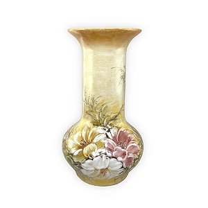 Vaso de Porcelana para Flores Jarro de Louça Grande Boho 19 cm Pintado à Mão FLORAL AZALEIAS BRANCA AMARELA ROSA