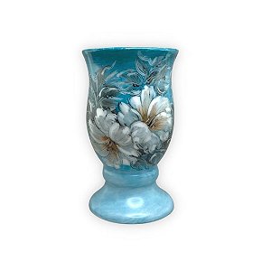 Vaso de Porcelana para Flores Jarro de Louça Médio Taça 13 cm Pintado à Mão AZALEIA BRANCA