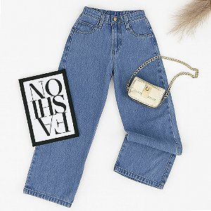 Calça jeans lisa com elástica na cintura