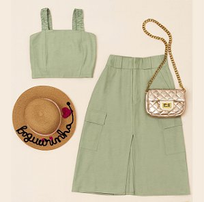 Conjunto saia mid cargo e blusinha