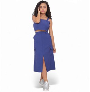 Conjunto saia mid cargo e blusinha