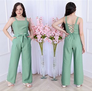 Conjunto de calça widlegg com cinto + blusinha