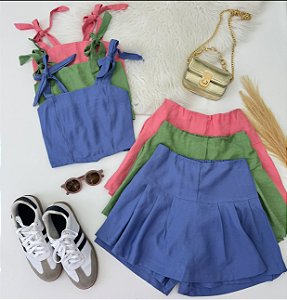 Conjunto Short saia rodado com blusinha