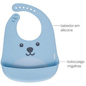 Babador de Silicone Cata Migalha Gumy Azul