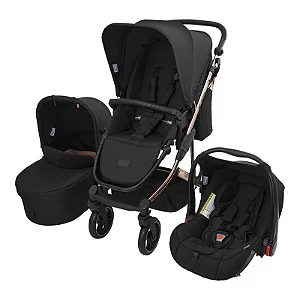 Carrinho Travel System TRIO Como 4 Rose Golde Diamond (Com Moisés + Bebê Conforto + Adaptador + Bolsa)