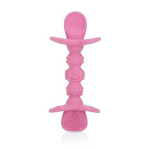 Colher de Silicone com trava de Segurança Rosa Nuby