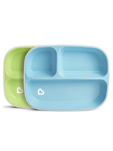 Conjunto com 2 pratos com divisórias Azul e Verde Munchkin (Splash Toddler Divided Plate)