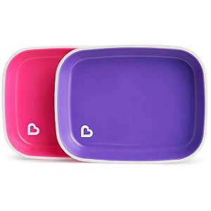 Conjunto com 2 pratos Rosa e Roxo Munchkin (Splash Toddler Plate)