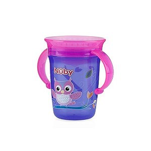 Copo 360 Nuby Wonder Cup com tampa higiênica e alças - Lilás