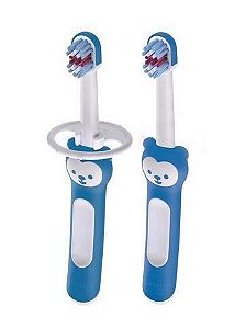 Escova de Dente Infantil MAM Baby's Brush Azul - 6+ meses - Embalagem Dupla