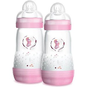 Mamadeira Easy Start MAM 260ml - Embalagem Dupla Rosa