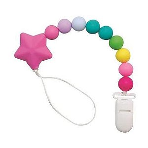 Prendedor de Chupeta de Silicone Estrela Rosa Girotondo Baby