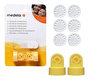 Válvulas e Membranas ( 2 Válvulas e 6 Membranas) Para extrator de leite Medela