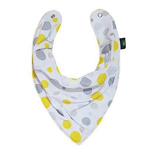 Babador Bandana Poa Amarelo e Cinza