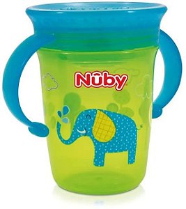 Copo 360 Nuby Wonder Cup com tampa higiênica e alças - Verde