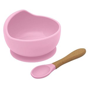 Conjunto Bowl com Colher de Bambu KaBaby Rosa