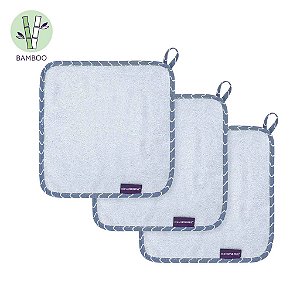 Toalhas de Boca para Bebê de Bambu Azul Clevamama (Kit com 3 toalhas)