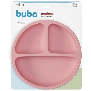 Prato em Silicone com Ventosa e Divisórias Buba - Rosa