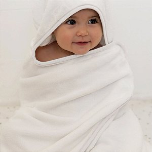 Toalha de Banho com Capuz Laço Bebê Comfort Branco