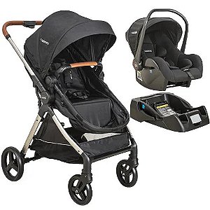 Carrinho Travel System Speedy Kiddo com Bebê Conforto e Base - Melange Preto